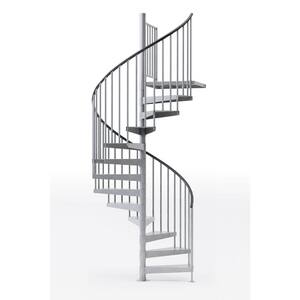 Reroute Galvanized Exterior 60in Diameter, Fits Height 102in - 114in, 1 36in Tall Platform Rail Spiral Staircase Kit
