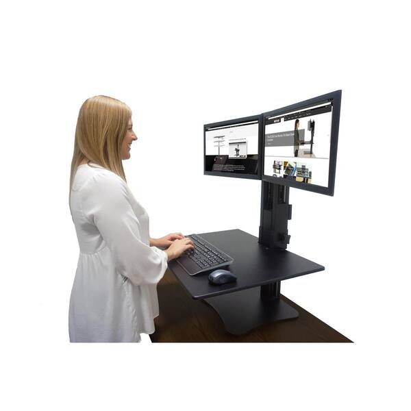 Victor Technology Manual Dual Monitor Standing Desk Dc350 The Home Depot