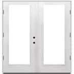 60 in. x 80 in. Reliant Series Clear Full Lite White Primed Right Hand Outswing Fiberglass Double Prehung Patio Door