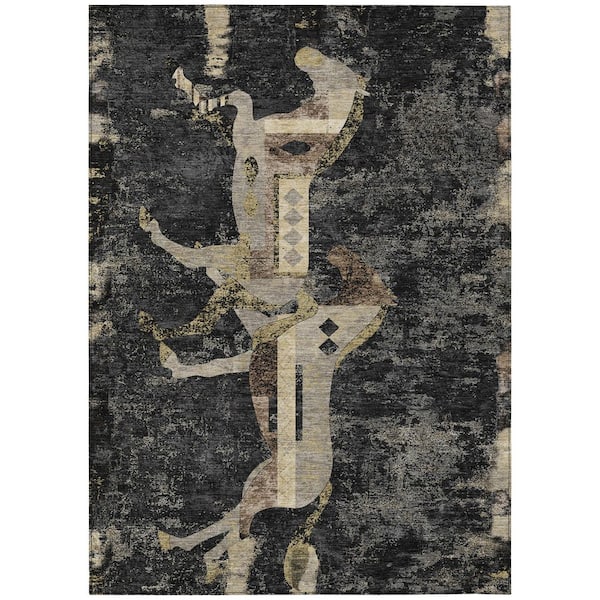 Chantille Machine Washable Indoor/Outdoor Abstract ACN3109 Black 10 ft. x 14 ft. Area Rug