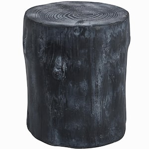 15 in. x 14 in. x 17 in. Round Wood Black Arbor Log Table