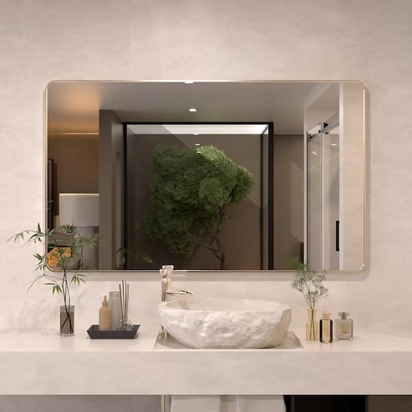 JimsMaison 60 in. W x 36 in. H Rectangular Aluminum Framed Wall Bathroom Vanity Mirror in Brushed Nickel