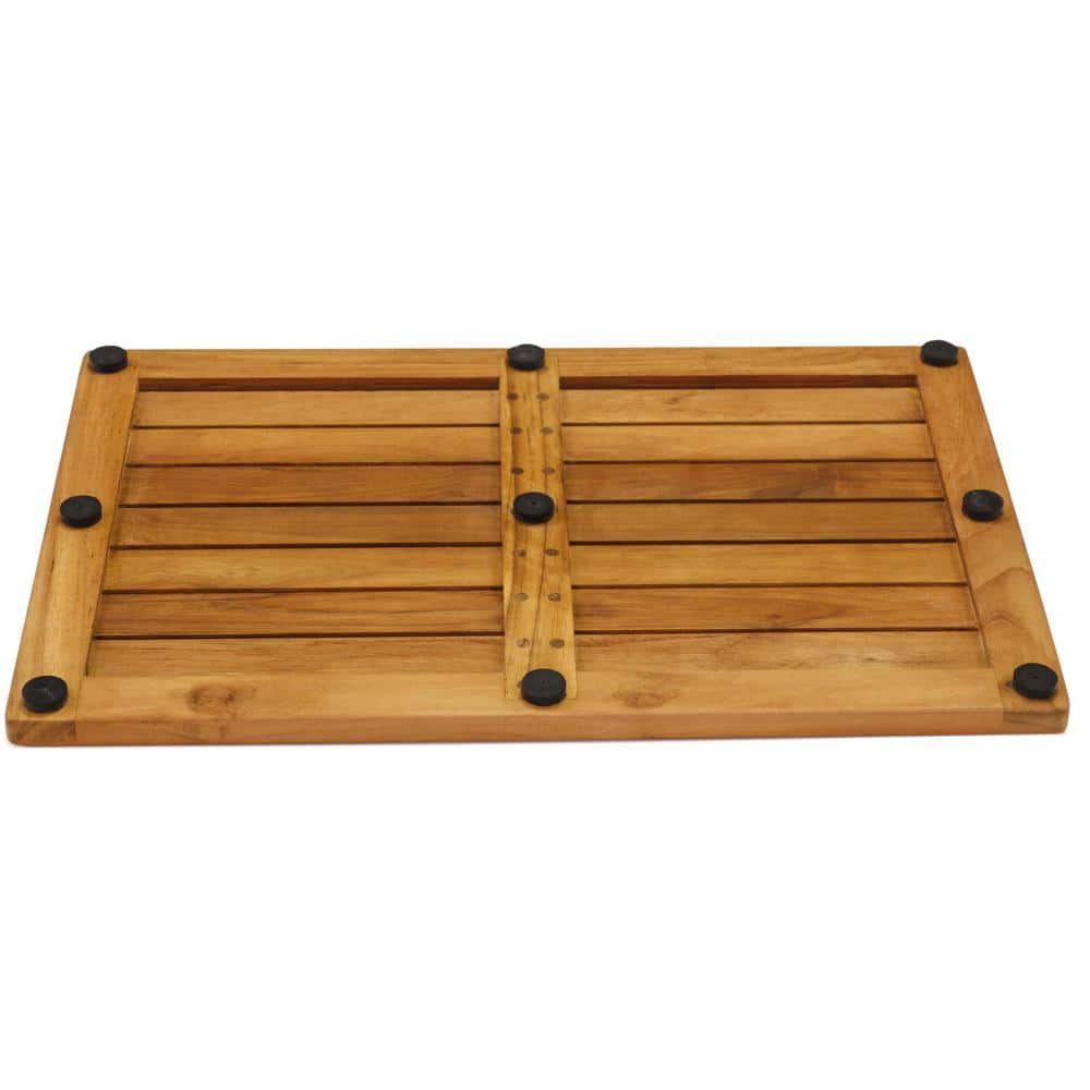 Eco-Friendly Teak Wood Bath Mat with Non-Slip Feet