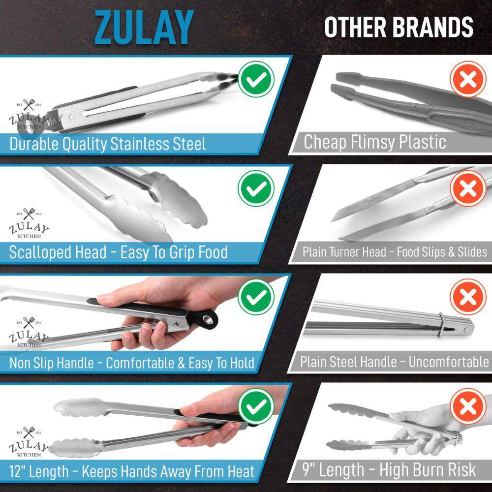 12-Inch Stainless Steel Scallop Head Kitchen Tongs