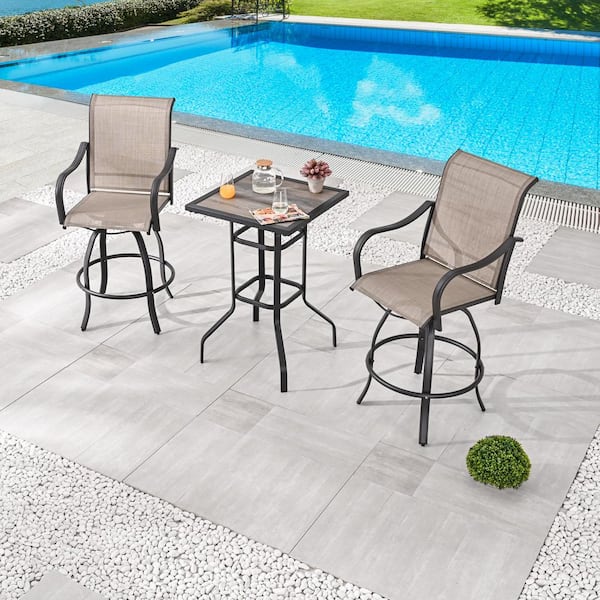 Patio Festival 3-Piece Metal Bar Height Outdoor Dining Set