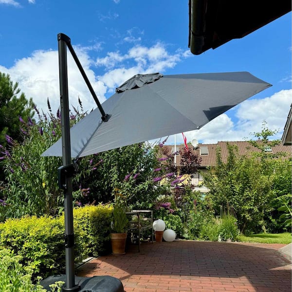 10 x 13 offset patio umbrella 13x10 ft Aluminum Double Top LED Cantilever Umbrella