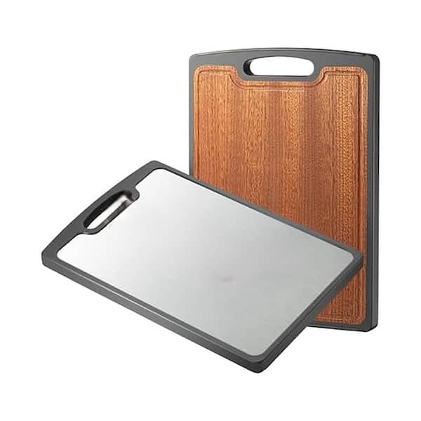 Titanium & Ebony 15 in. x 10 in. Double - Sided Cutting Board with Juice Groove