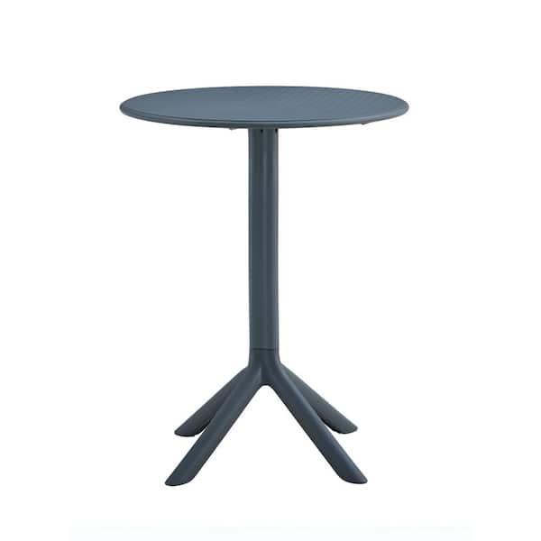 Unbranded Charcoal 3-Piece Plastic Outdoor Bistro Set with Arm Chair and Table for Deck, Garden, Backyard