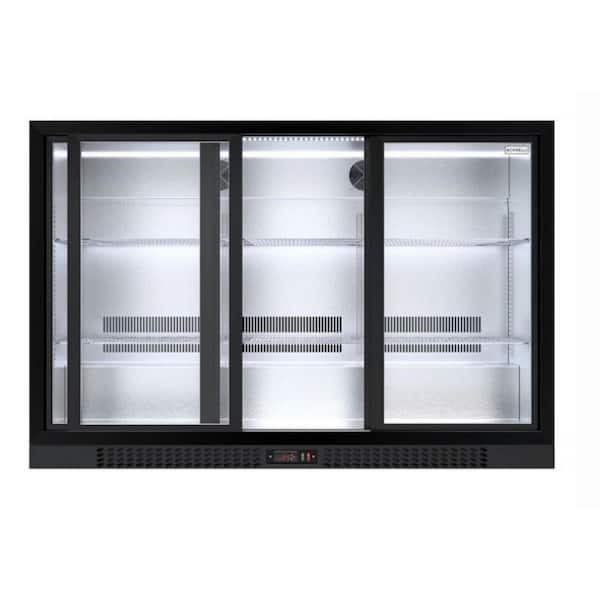 53 in. 11.3 cu. ft. NSF 3-Glass Sliding Door Counter Height Back Bar Commercial Refrigerator, Holds 441 Cans in Black