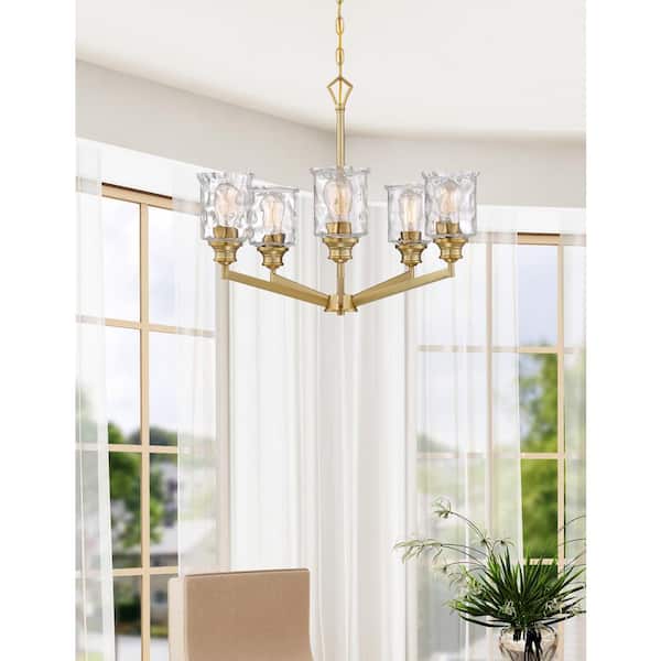 Designers Fountain Drake 5-Light Brushed Gold Classic Classic Chandelier for Dining Areas with No Bulbs Included