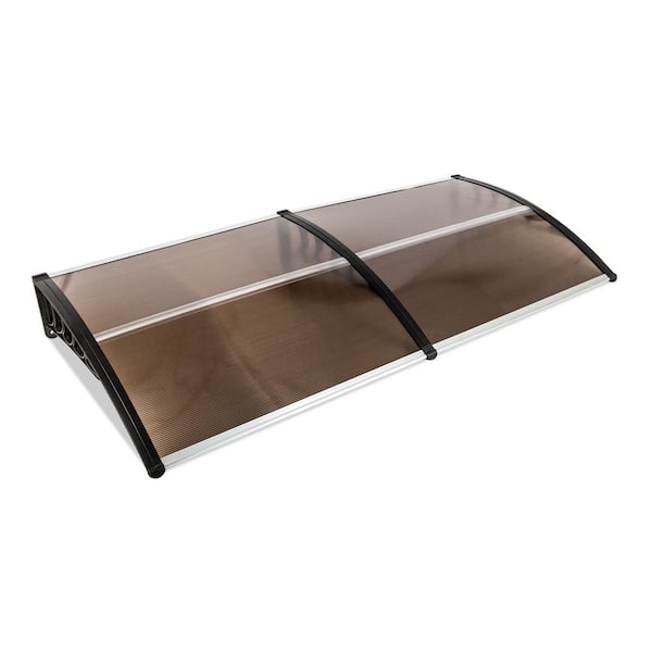 Karl home 78 in. Black Bracket Door and Window Fixed Awning in Brown ...