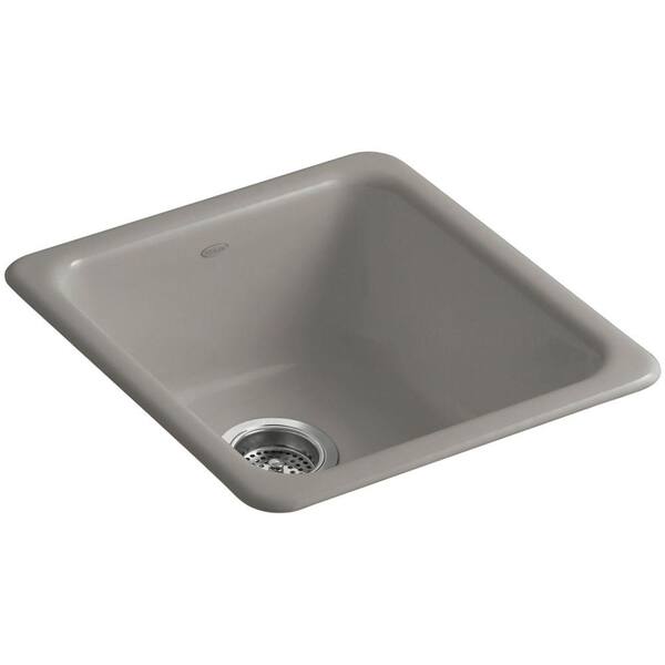 KOHLER Dual-Mount Cast-Iron 17 in. Single Basin Kitchen Sink in Cashmere