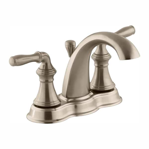 KOHLER Devonshire 4 in. Centerset 2-Handle Mid-Arc Water-Saving Bathroom Faucet in Vibrant Brushed Bronze