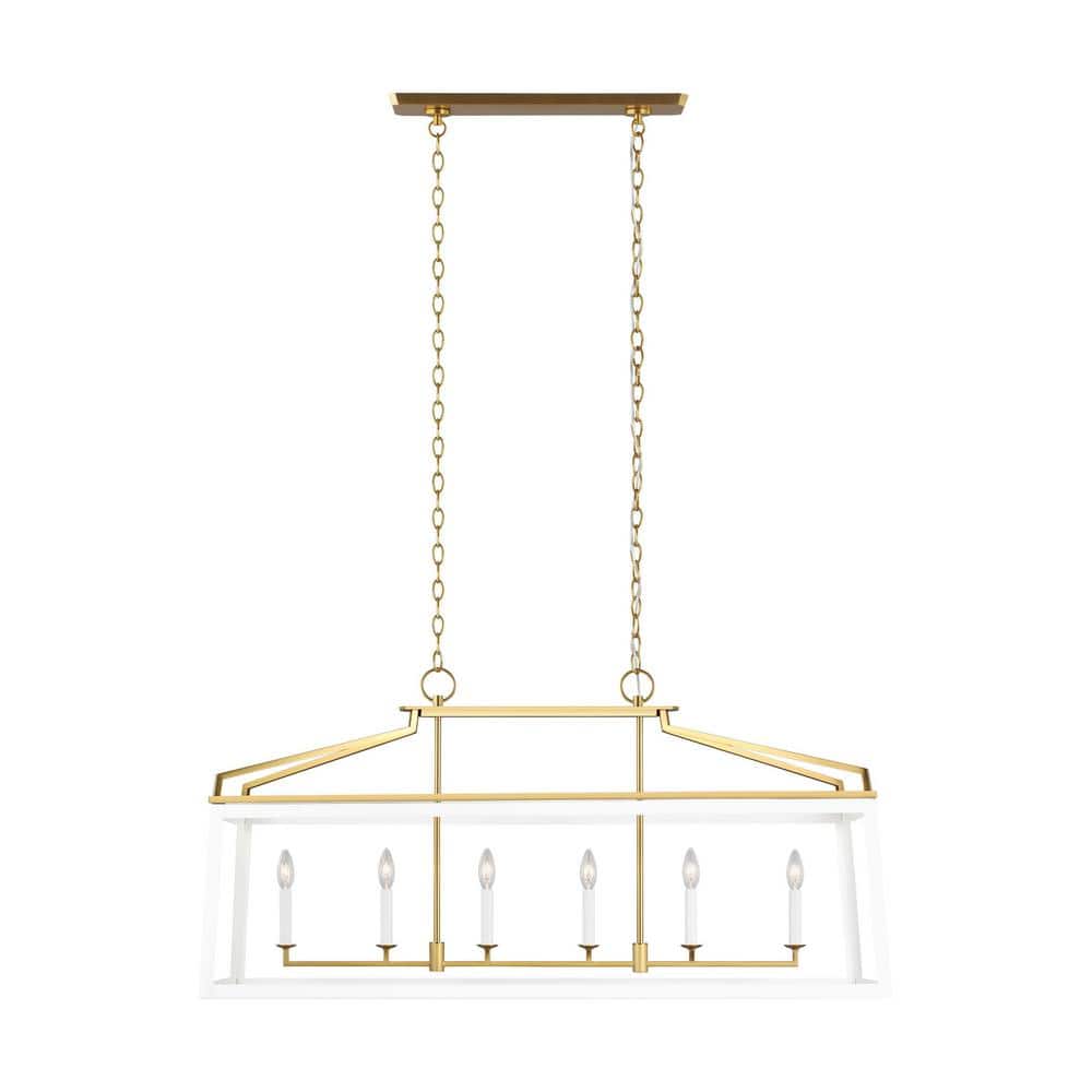 Carlow Matte White 6-Light Traditional Square Lantern Chandelier
