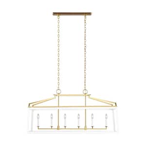 Carlow 48.125 in. W x 23.5 in. H 6-Light Matte White Indoor Dimmable Linear Lantern Chandelier with No Bulbs Included