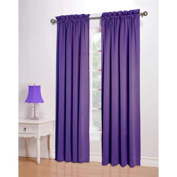 Sun Zero Semi-Opaque Purple Gregory Room Darkening Pole Top Curtain Panel, 54 in. W x 63 in. L