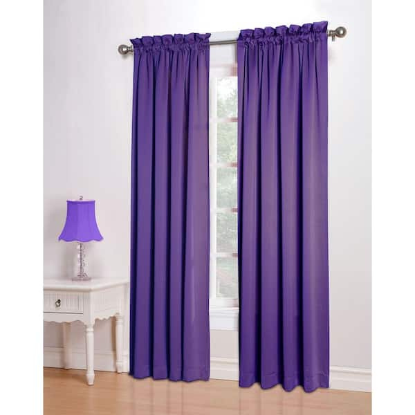 Sun Zero Semi-Opaque Purple Gregory Room Darkening Pole Top Curtain Panel, 54 in. W x 84 in. L