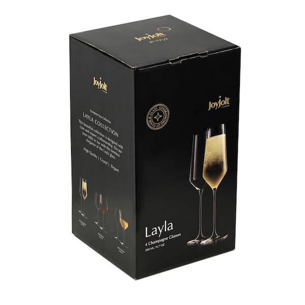Set of 4 JoyJolt Amara Champagne Glasses 10 Tall Crystal Flute Glasses  GL21