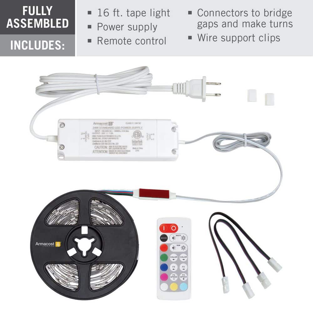 16 ft Multicolor LED Strip Light Kit with Remote