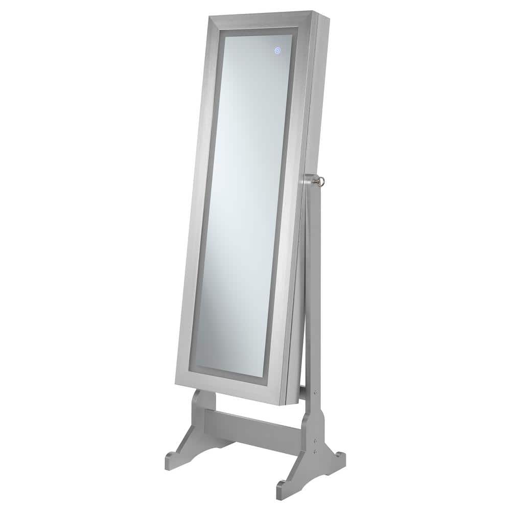 Contemporary Full-Length Freestanding Silver Wood Mirror