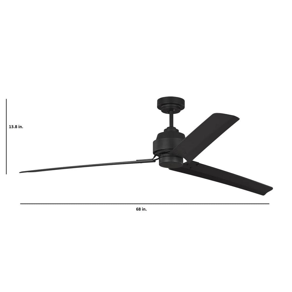 Midnight Black 68" Energy Star Ceiling Fan with Remote