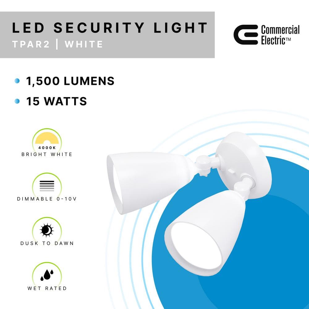 White Polycarbonate Twin-Head LED Security Floodlight