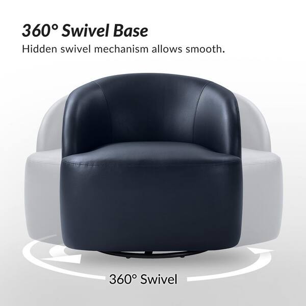 JAYDEN CREATION Braisee Modern Navy Faux Leather Barrel Chair Set