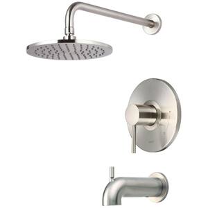 Motegi Single Handle 1-Spray Tub and Shower Faucet Trim Set Single Function 8 in. Rain Showerhead in Brushed Nickel