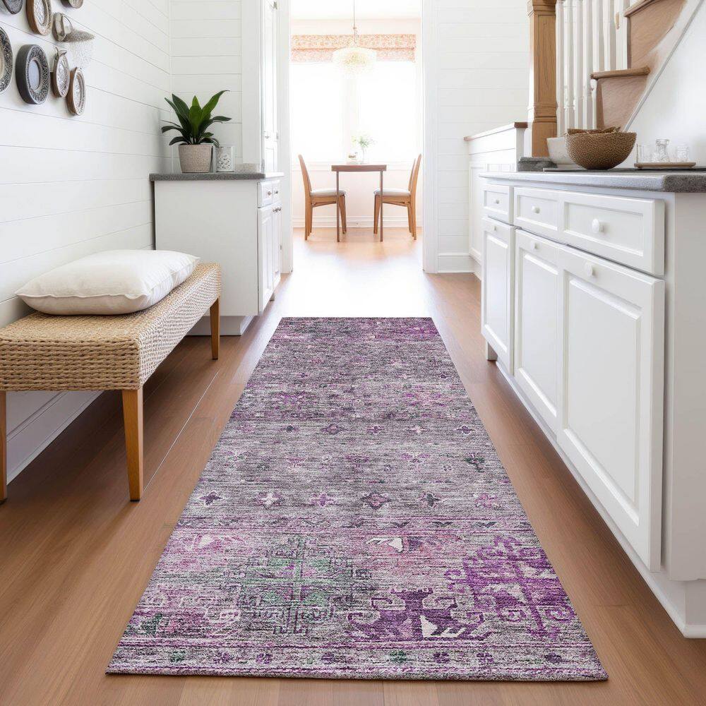 Mayfield Premium Machine Washable Abstract AMF1220 Purple 2 ft. 3 in. x 7 ft. 6 in. Runner Rug price history on PriceWatchPro