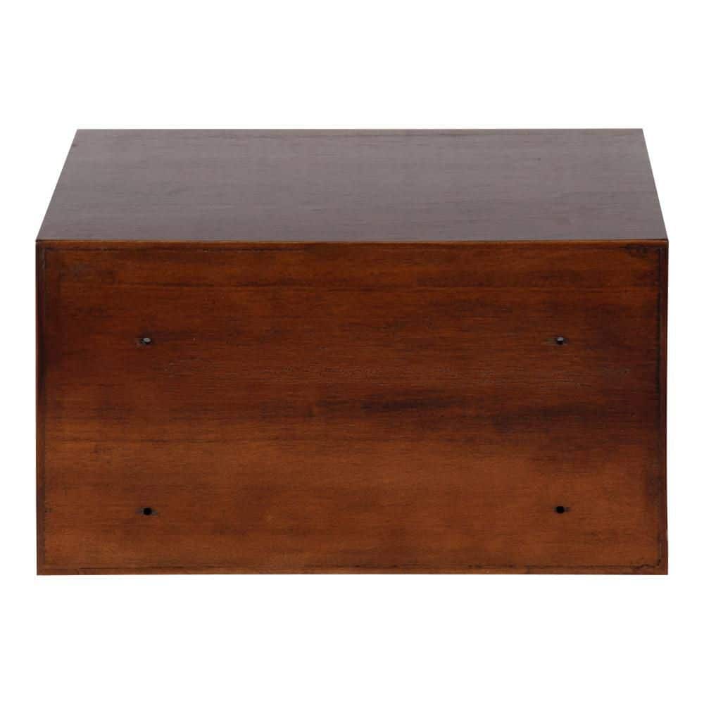 Walnut Brown Floating Wall Shelf with Drawer, 12.5" x 10" x 7"
