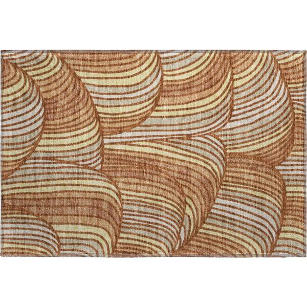 Mayfield Premium Machine Washable Abstract AMF2546 Paprika 2 ft. x 3 ft. Accent Rug