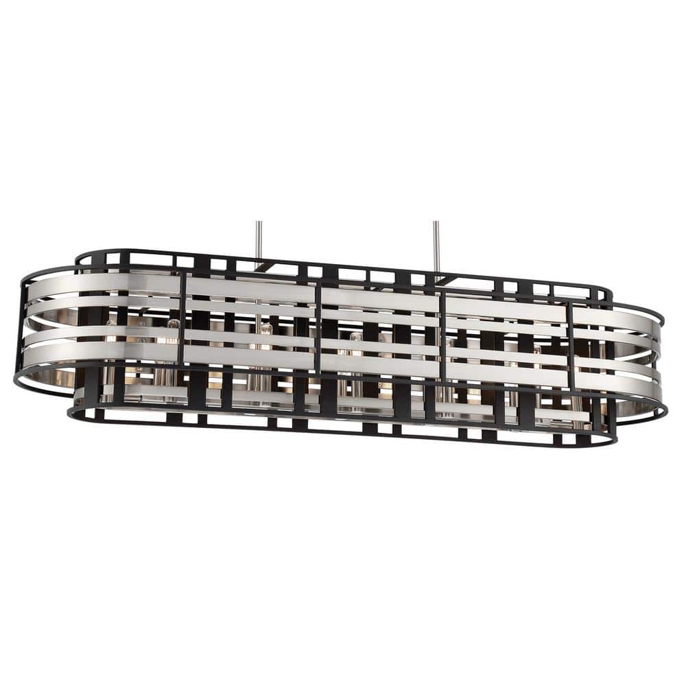 Brushed Nickel and Sand Coal 12-Light Island Chandelier