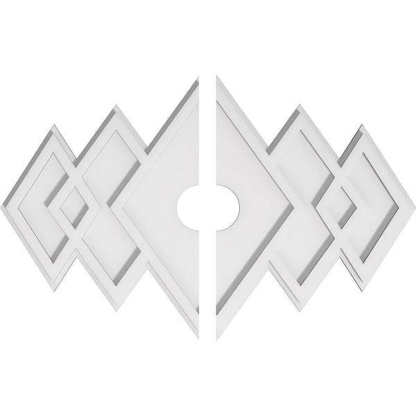Ekena Millwork 26 in. W x 17-3/8 in. H x 3 in. ID x 1 in. P Zoe Architectural Grade PVC Contemporary Ceiling Medallion (2-Piece)