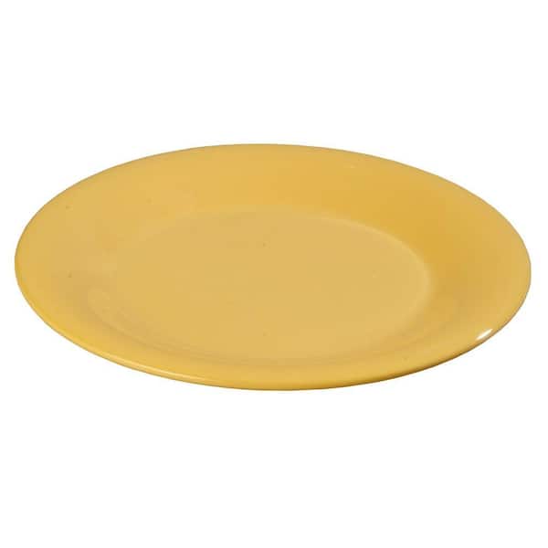Carlisle 12 in. Diameter Melamine Wide Rim Dinner Plate in Honey Yellow (Case of 12)