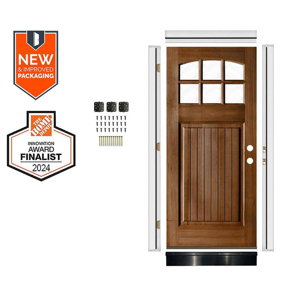 36in.x 80in.Left-Hand 6-Lite Arch Clear Glass Provincial Stain Hemlock Wood Front Door Kit Plus Quick Assemble Jamb w/VG price history on PriceWatchPro