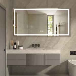 72 in. W x 36 in. H Rectangular Frameless LED Light with 3 Color and Anti-Fog Wall Mounted Bathroom Vanity Mirror