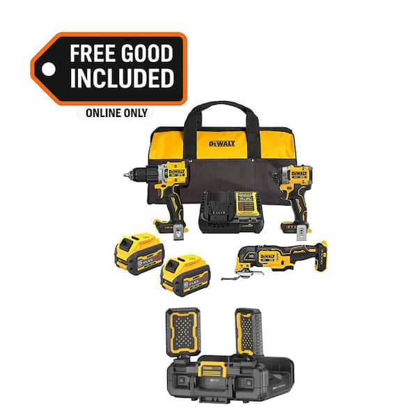 20V MAX Lithium-Ion Cordless 3-Tool Combo Kit and Cordless Work Light with (2) Flexvolt 6.0 Ah Batteries and Charger