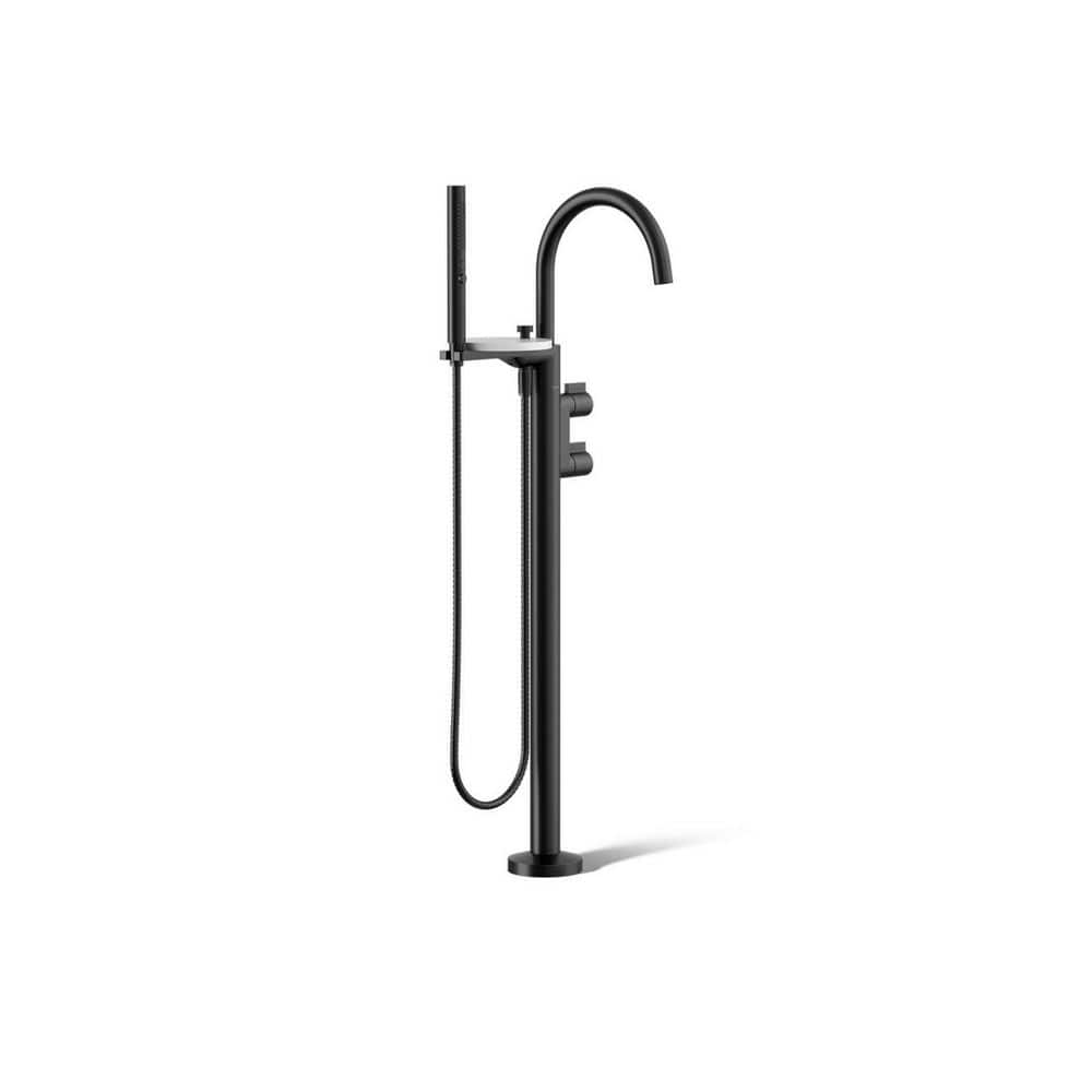 Components 2 Handle Floor Mount Freestanding Tub Faucet with Hand Shower in Matte Black price history on PriceWatchPro