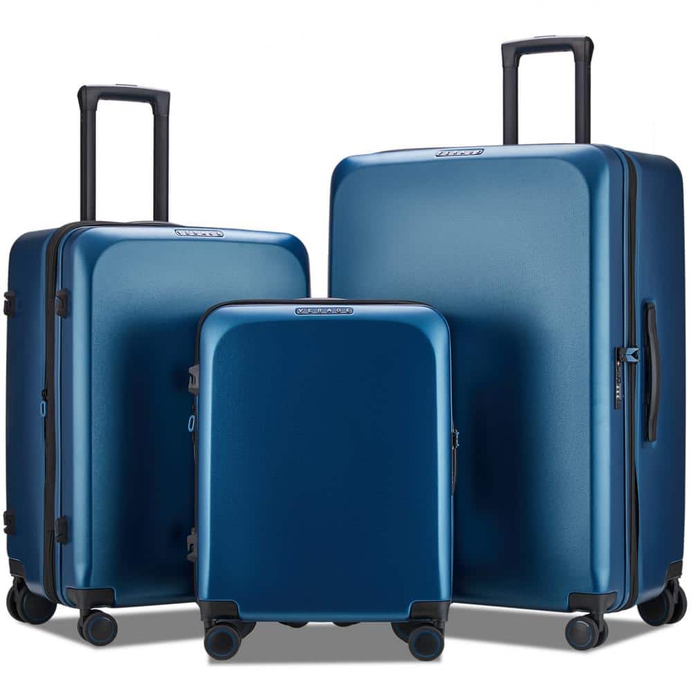 VERAGE 20 Blue Carry On Luggage Spinner Wheels Expandable Hard Side ...