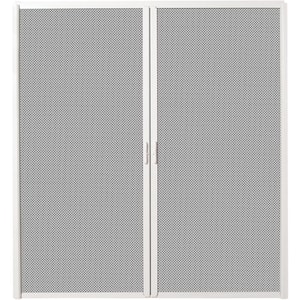 72 in. x 82 in. White Aluminum Inswing Retractable Double Screen Door