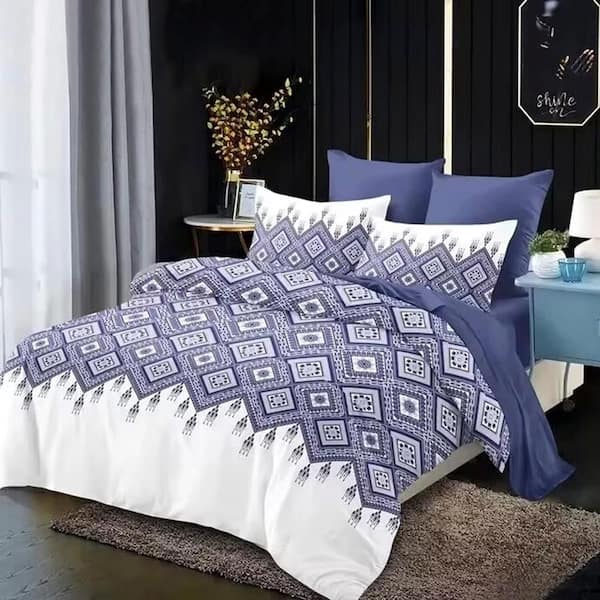Shatex 3-Piece All Season Bedding Queen Size Comforter Set Ultra Soft Polyester Elegant Bedding Comforters-Blue