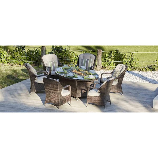 Direct Wicker Jade 47 In X 70, Patio Table With Gas Fire Pit