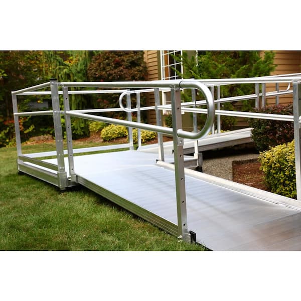 Line Rider Ramp EZ-ACCESS PATHWAY 10 ft. L-Shaped Aluminum Wheelchair Ramp Kit with ...