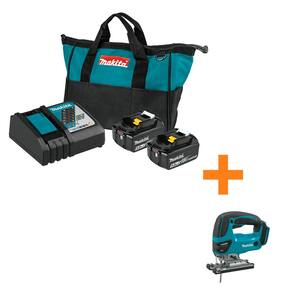 18-Volt LXT Lithium-Ion Battery and Rapid Optimum Charger Starter Pack (5.0Ah) with bonus 18V LXT Jigsaw (Tool-Only)