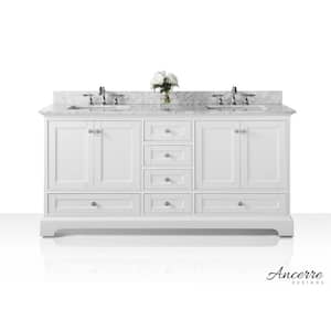 Audrey 72 in. W x 22 in. D Vanity in White with Marble Vanity Top in Carrara White with White Basin