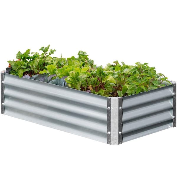 EarthMark Bajo Series 22 in. x 40 in. x 10 in. Rectangle Galvanized Metal Raised Garden Bed