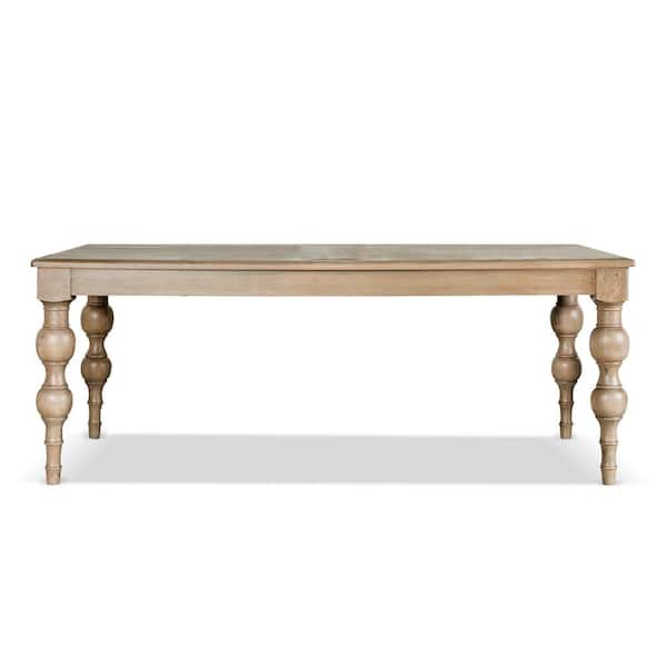 Furniture of America Carrin Light Washed White Wood 78 in. 4-Legs Dining Table (Seats-6)