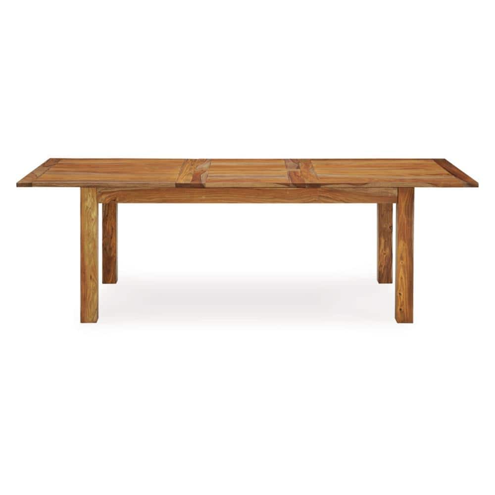Natural Brown Sheesham Wood Extendable Dining Table for Eight