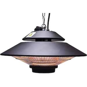 1500W 16.7 in. Infrared Halogen Steel Round Electric Hanging Heat Lamp with Remote, Powerful Heating up to 56 Sq. Ft.