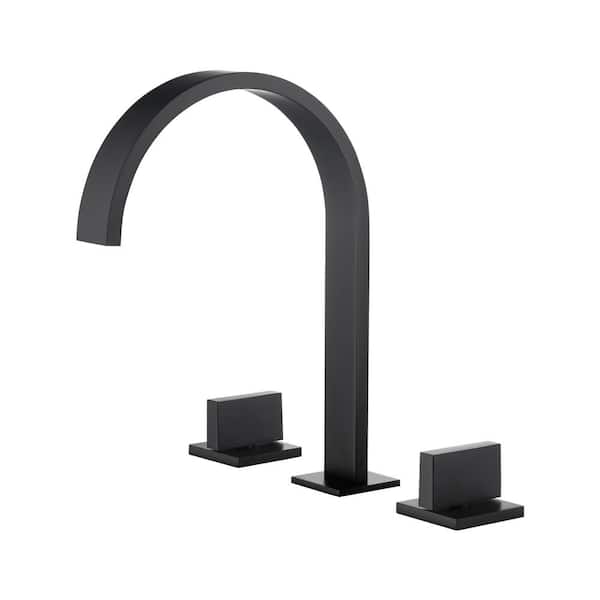 8 in. Widespread Double Handle Bathroom Sink Faucet in Spot Resist Matte Black